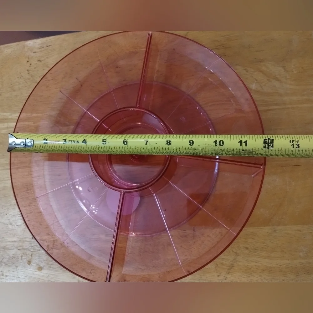 New Pink Divided Serving Lazy Susan Spinning Tray